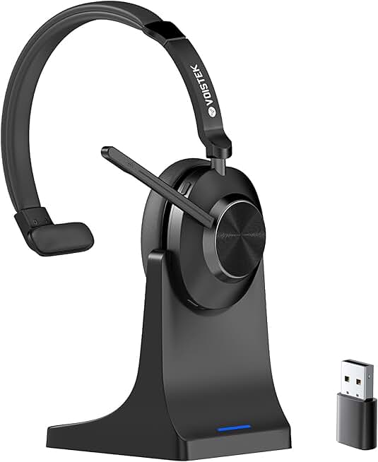 Wireless Bluetooth Headset with Microphone and 45+ Hours Battery
