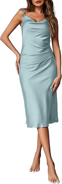 Women's Satin Nightgown with Spaghetti Straps