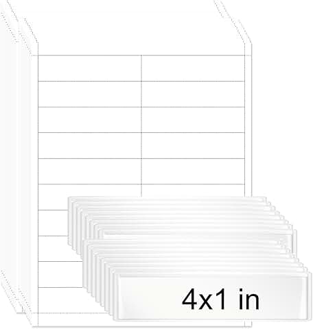 Self-Adhesive Shelf Label Holders with Printable Inserts, 4x1 inches