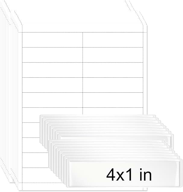 Self-Adhesive Shelf Label Holders with Printable Inserts, 4x1 inches