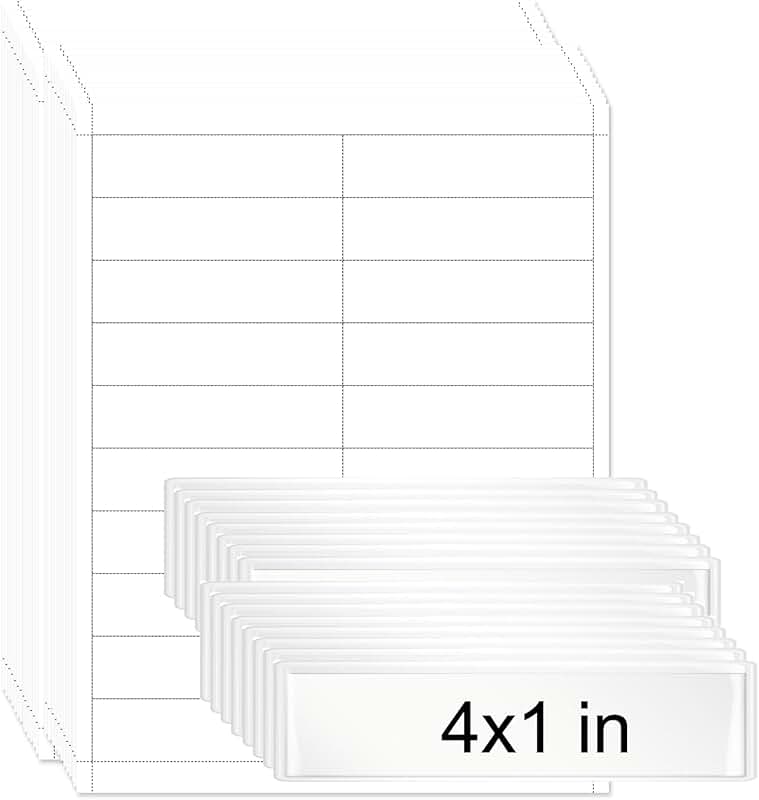 Self-Adhesive Shelf Label Holders with Printable Inserts, 4x1 inches