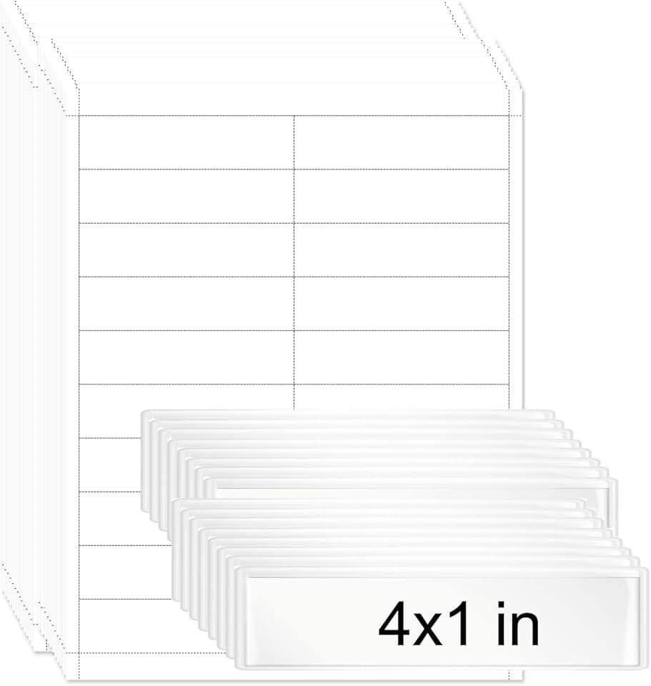 Self-Adhesive Shelf Label Holders with Printable Inserts, 4x1 inches