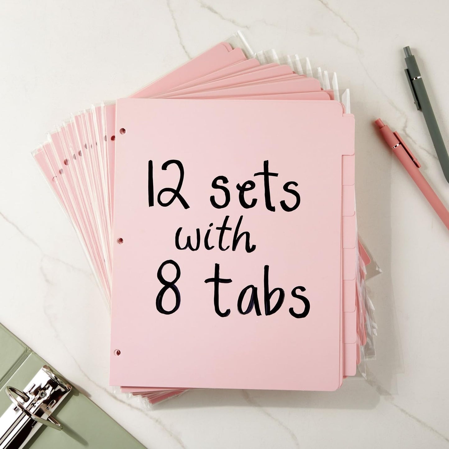 Pink Letter Size Binder Dividers with Tabs, 96 Pack