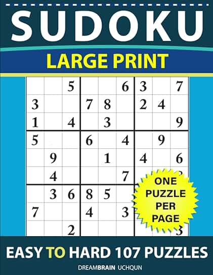 Large Print Sudoku Puzzles from Easy to Hard