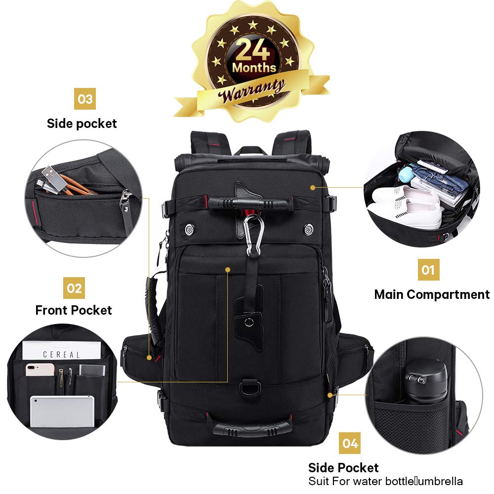 Travel Backpack, Carry On Backpack Durable Convertible Duffle Bag Fit for 17.3 Inch Laptop for Men and Women(Large 40L)