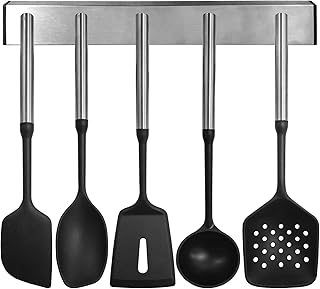 6-Piece Silicone Cooking Utensils Set with Wall Mount