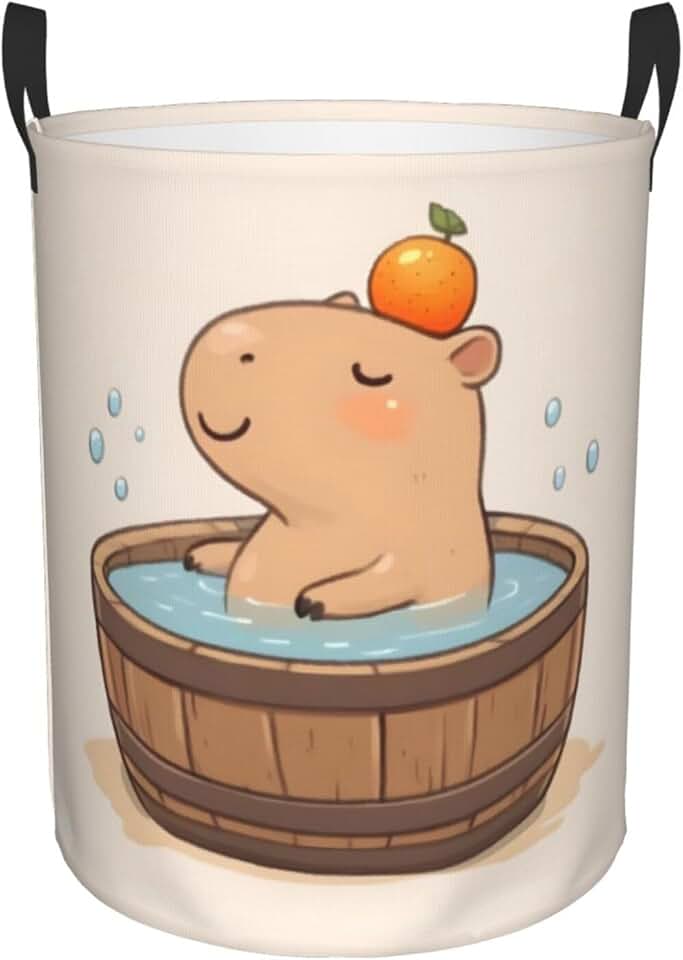 Round Capybara Laundry Basket with Handle