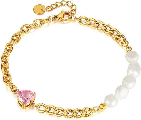 Dainty Pearl and Flower Stainless Steel Bracelet for Women