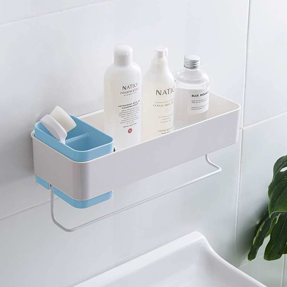 Adhesive Bathroom Mirror Shelf with Basket
