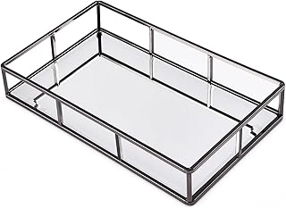 Black Glass Vanity Tray for Jewelry and Perfume