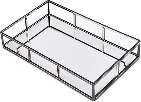 Black Glass Vanity Tray for Jewelry and Perfume