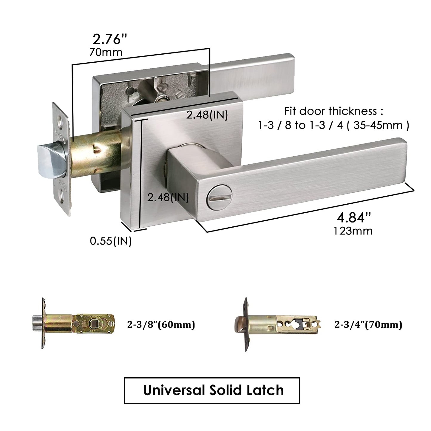 NEWBNAG Bed Bath Room Door Lever for Privacy Bathroom and In or Door Heavy Duty Door Lock Handle Nickel Finish