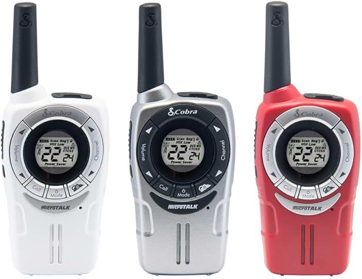 Water Resistant Rechargeable Walkie Talkies, 22 Channels, 25-Mile Range, 3-Pack