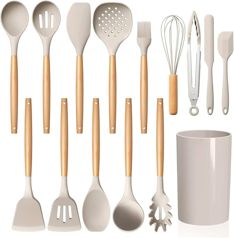 15-Piece Silicone Kitchen Utensil Set with Holder
