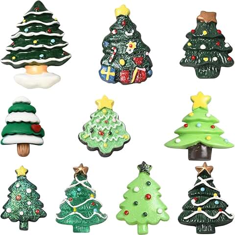 60 Pcs Colorful Christmas Tree Resin Charms for Crafts