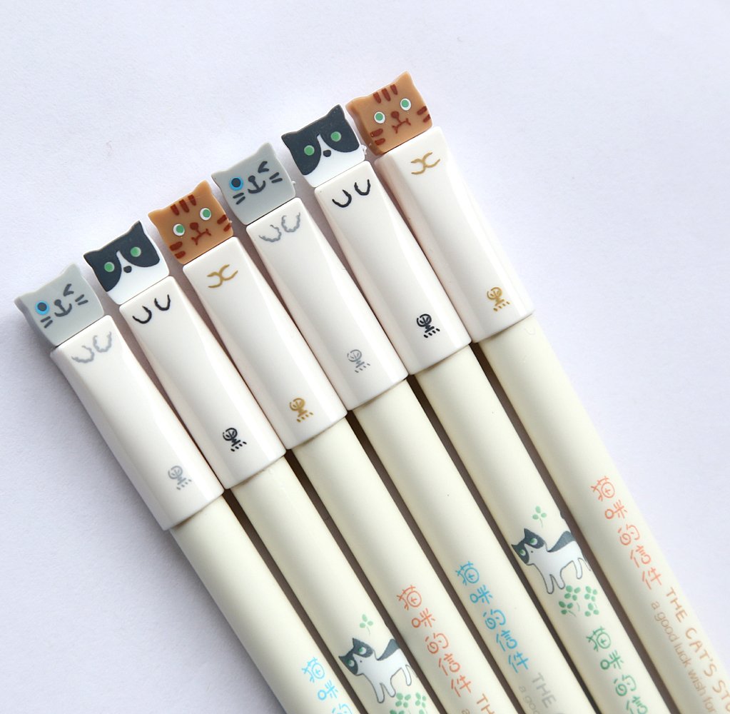 Colorful Cats Gel Pen Set, 6 Pieces