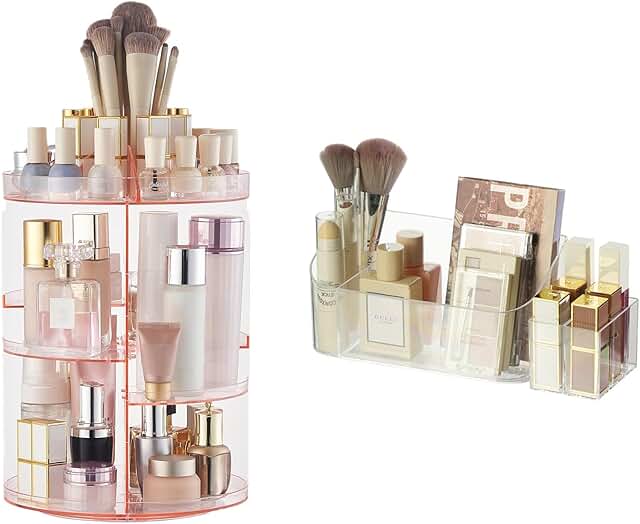 Rotating Clear Makeup Organizer and Storage Tray