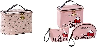 Large Pink Waterproof Travel Makeup Bag with Brush Holder
