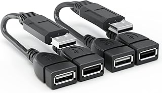 2-Port USB 2.0 Splitter for Charging and Data Transfer