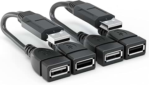 2-Port USB 2.0 Splitter for Charging and Data Transfer