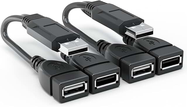 2-Port USB 2.0 Splitter for Charging and Data Transfer