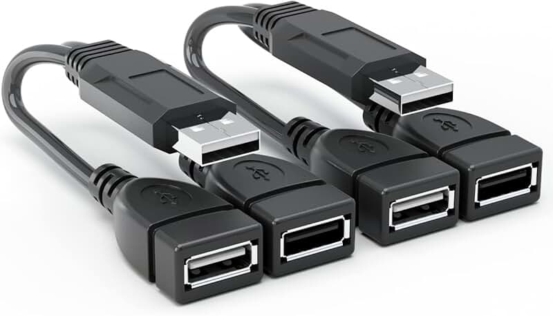 2-Port USB 2.0 Splitter for Charging and Data Transfer