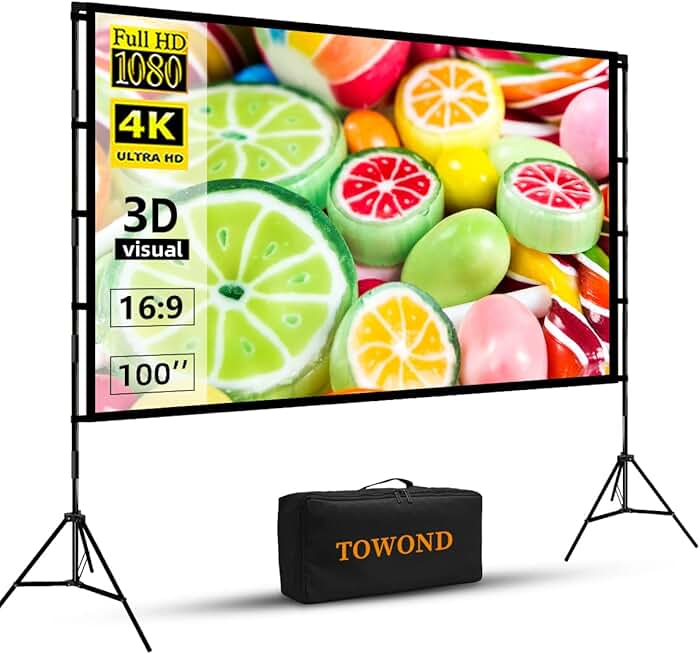 100-inch Portable Indoor/Outdoor Projector Screen with Stand