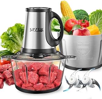 3-Speed Electric Food Processor with 2 Bowls