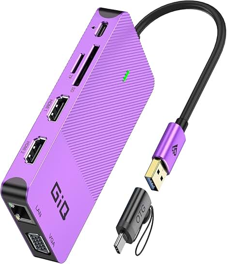 USB C Docking Station with Dual HDMI and VGA