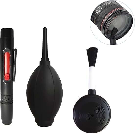 3-Piece Camera Lens Cleaning Kit with Brush and Blower