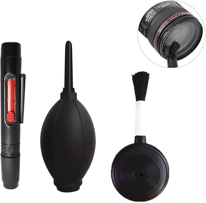 3-Piece Camera Lens Cleaning Kit with Brush and Blower
