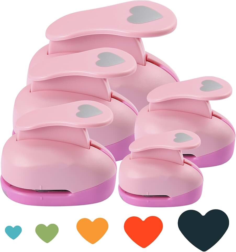 Set of five heart paper punches in various sizes