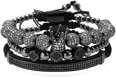 Men's Crown Pave CZ Stainless Steel Bracelet