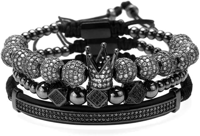 Men's Crown Pave CZ Stainless Steel Bracelet