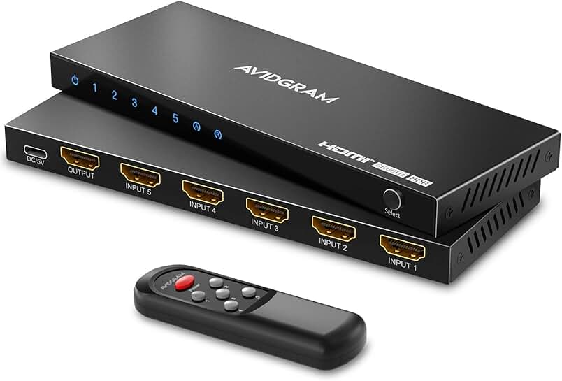 8K HDMI Switch 5 in 1 Out with Remote