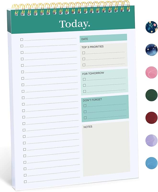 Daily To Do List Notebook with 52 Sheets