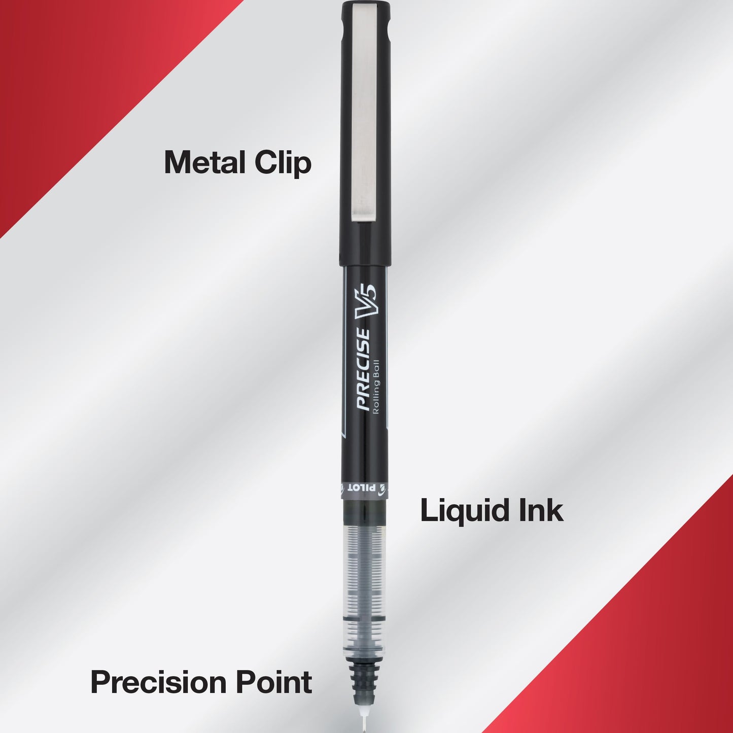 Pack of 5 Extra Fine Black Rollerball Pens