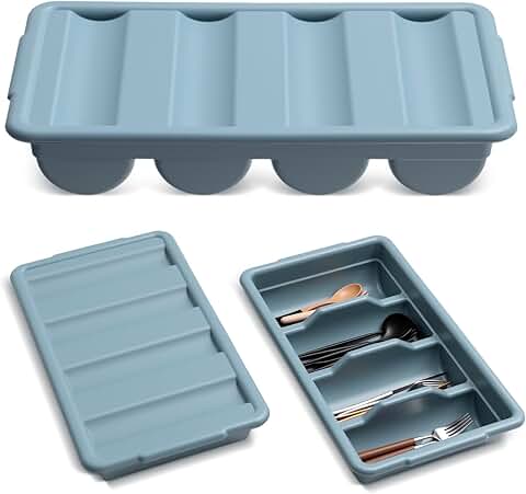 Silverware Organizer with Lid, 4 Compartments