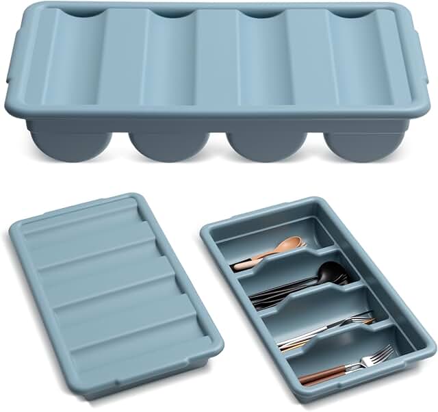Silverware Organizer with Lid, 4 Compartments