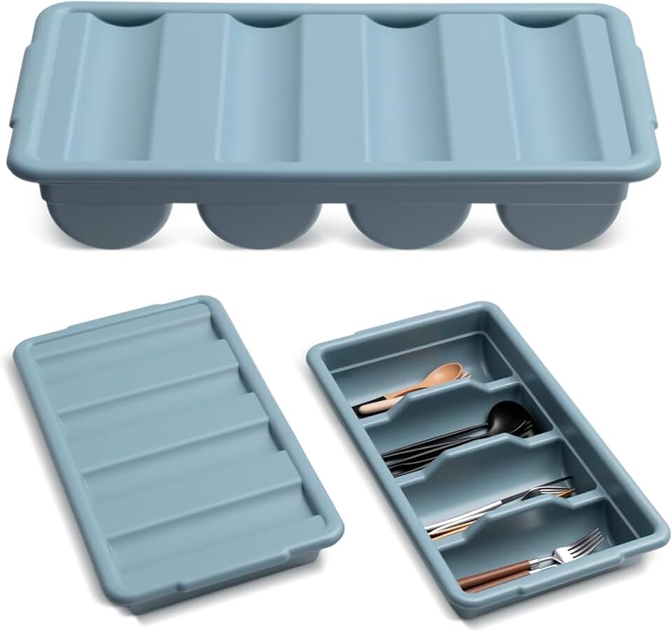 Silverware Organizer with Lid, 4 Compartments