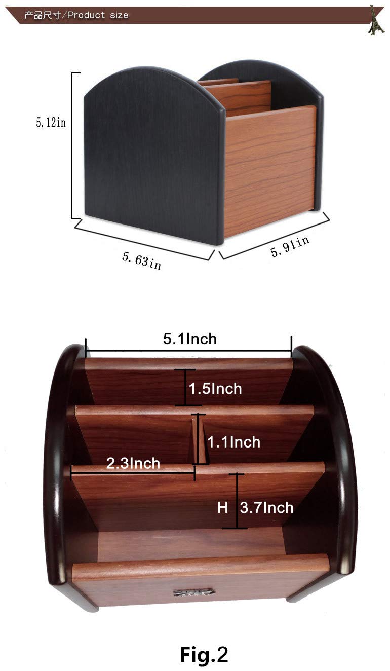 Rotating wooden remote and pen holder for desk