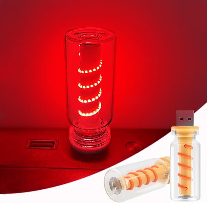 Red USB touch dimmable interior car light, 2-pack