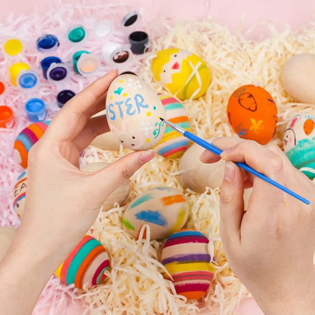 20pcs Unfinished Wooden Eggs for Painting and Decorating