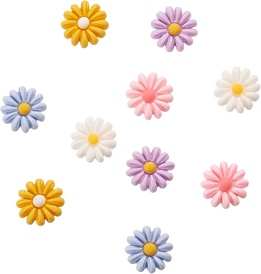 200 Pcs Colorful Daisy and Sunflower Flatback Beads