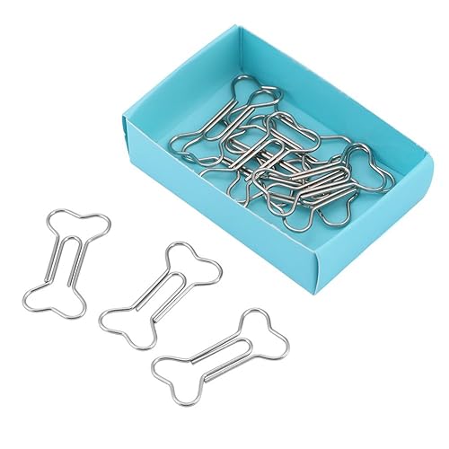 12 Bone-Shaped Metal Paperclips for Office Use