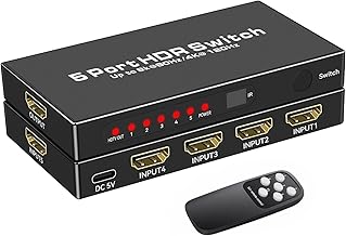 8K HDMI 2.1 Switch 5 in 1 Out with Remote