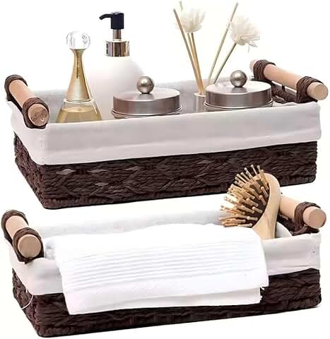 Wicker Storage Basket Set for Toilet Tank Top