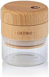 Wood Herb Grinder with Clear or Black Jar and Beech or Walnut Top