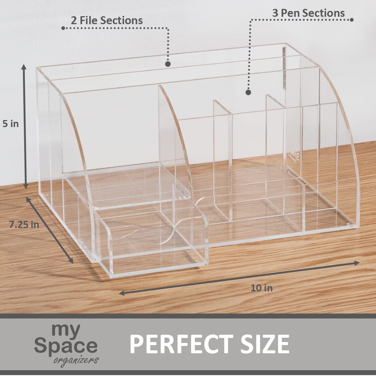 Clear acrylic desk organizer with nine compartments