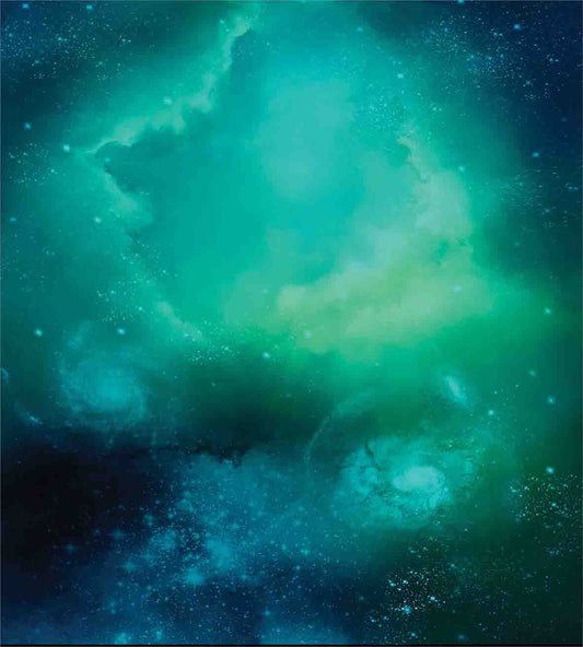 Outer Space Duvet Cover Set, Fog Space Starfield Nebula and Planet Universe Astral Zone Movements Celestial, Decorative 3 Piece Bedding Set with 2 Pillow Shams, Queen Size, Teal Navy